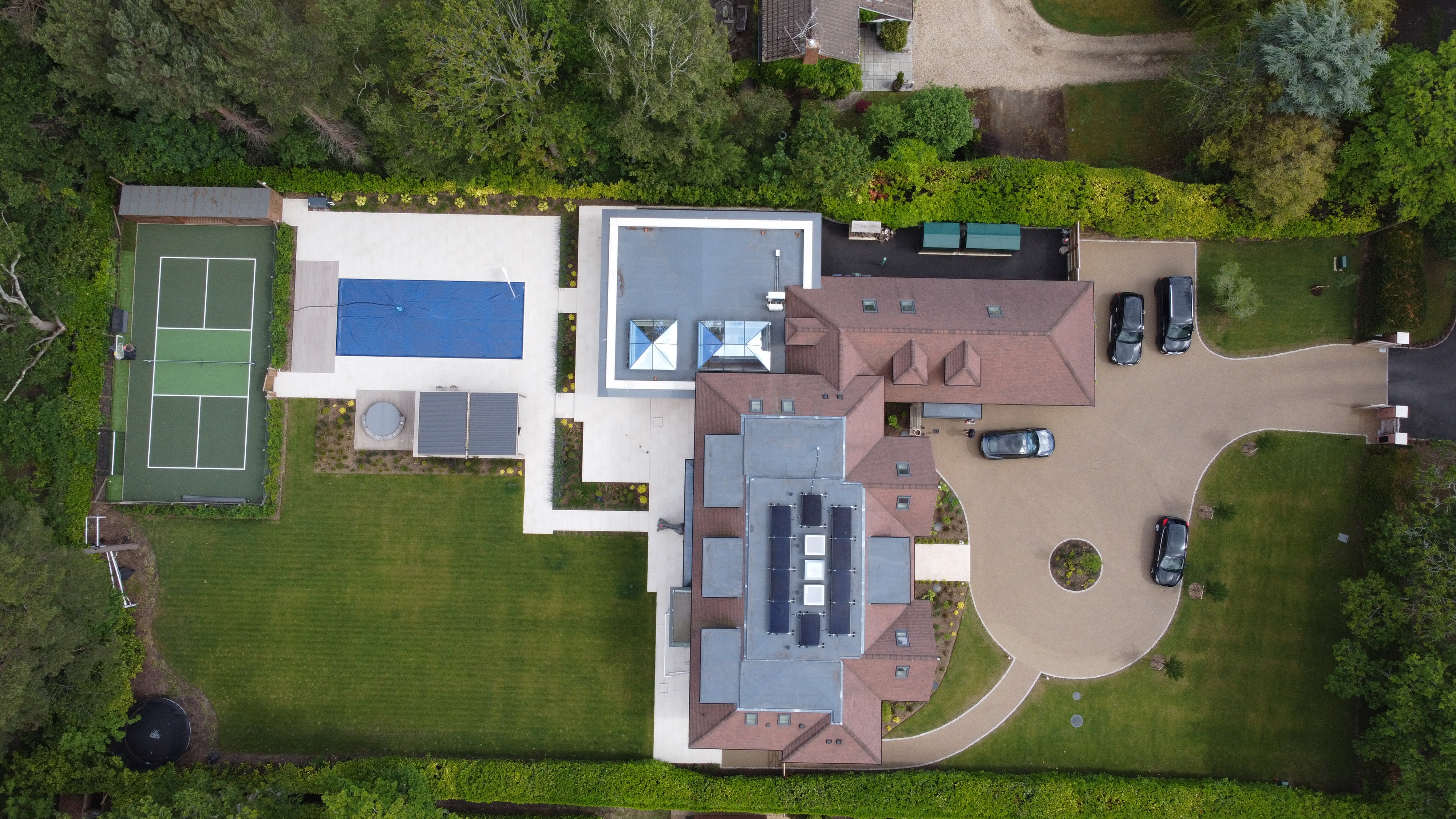 Solar panels on tiled roof installation